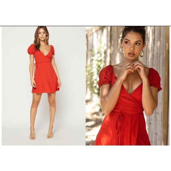 NWT Revolve Flynn Skye Annabelle Wrap Mini Dress Size Small - Picture 1 of 8